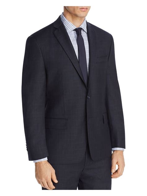 Michael Kors Mens Navy Single Breasted, Windowpane Plaid 